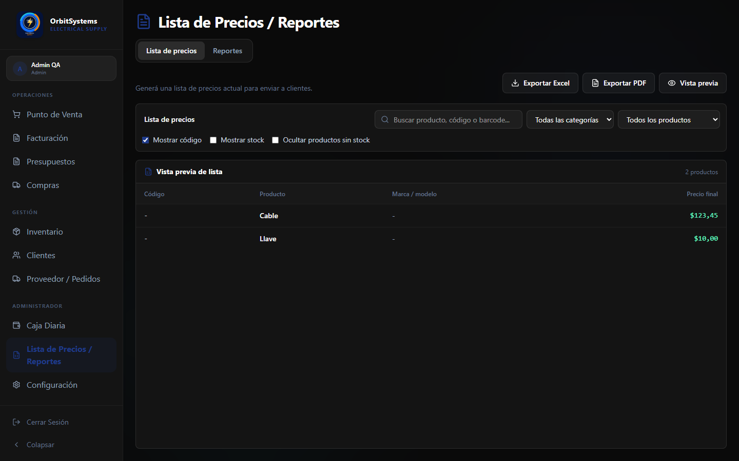 Reportes Electrical Supply